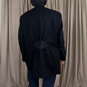 Reworked Vintage Black Boyfriend Oversized Cashmere Blazer